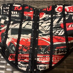 Edgy Graphic Corset Top with Studs